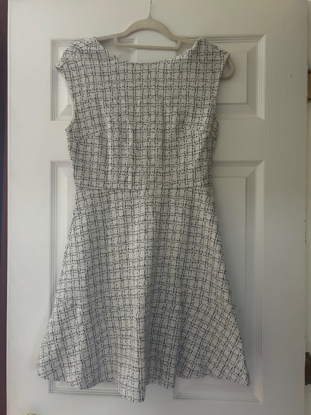 Elegant White and Black Checkered Dress